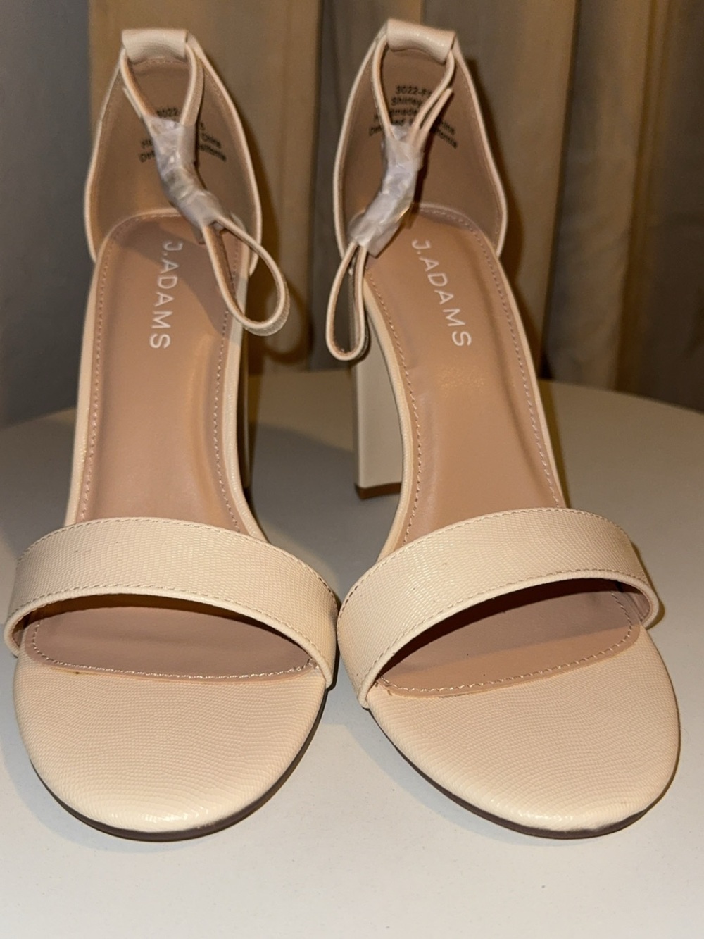 J. Adams Shirley Vegan Block Heel Sandals color bone